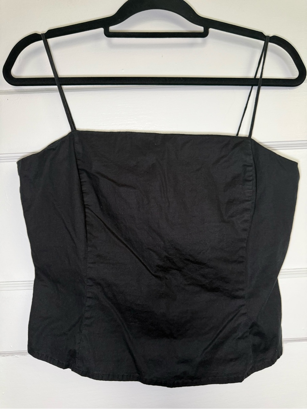 Theory Black Spaghetti Strap Square Neck Cotton Corset Cami 90s Model Off Duty M